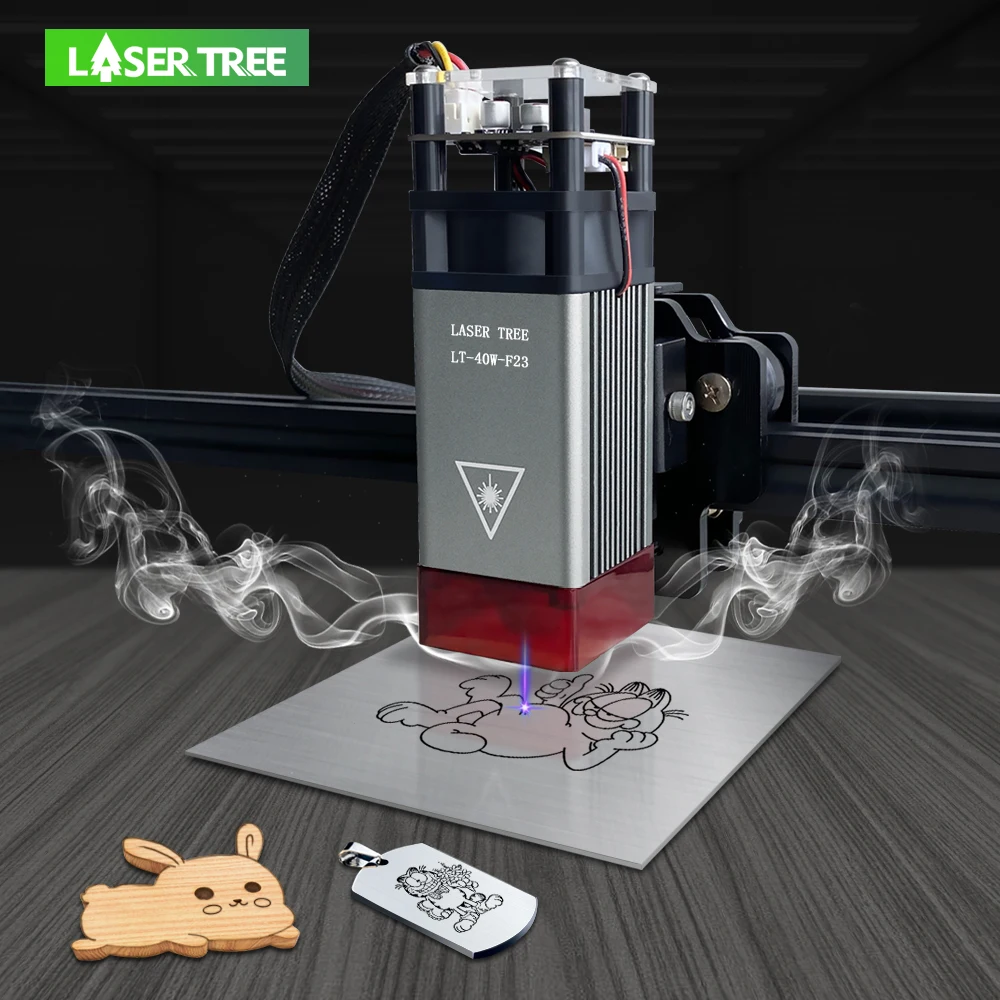 LASER TREE 450nm Laser Engraver Head 40W TTL Blue Light Laser Module for Engraving Cutting Machine DIY Woodworking Tools