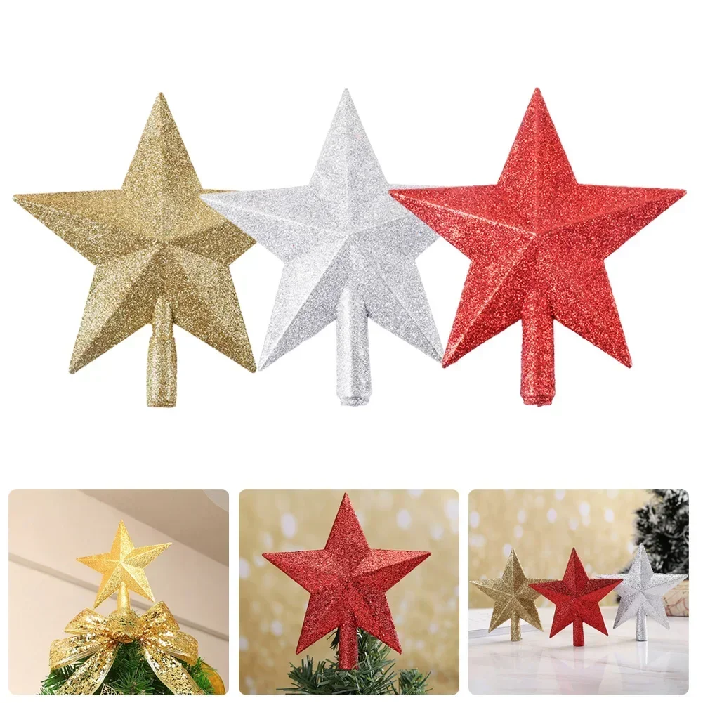 Christmas Tree Star Topper Ornament 25CM Five-Pointed Star Pendant Decoration Xmas Top Shiny Ornament Home 2023 Navidad