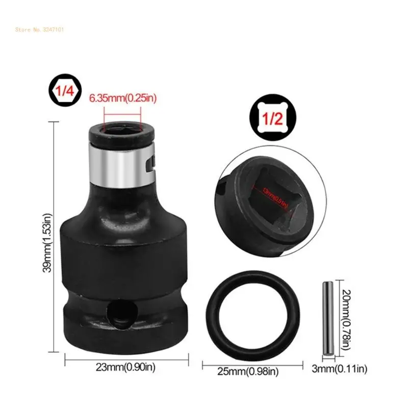 Impact Wrench Adapter to 1/4 Bit Holder Socket Adapter Impact Wrench Dropship