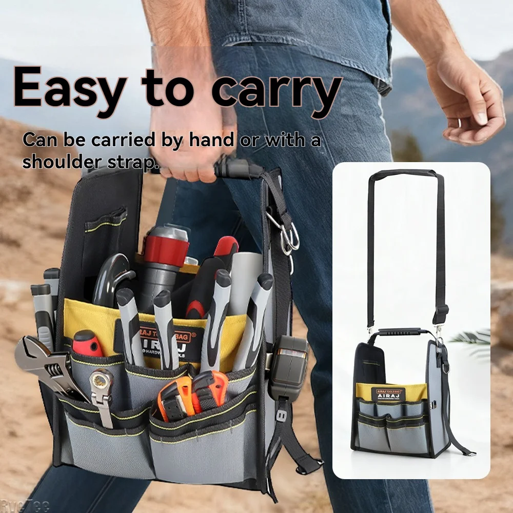 1680D Handheld Open Top Tool Bag Electrician Tool Organizer Storage Easy Access To Tools Without Collapsing