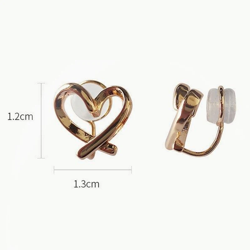 Korea Minimalist Hollow Heart Clip Earrings For Women Girls Silicone Ear Clip Non-Piercing Stud Earring Fashion Ear Ring Jewelry