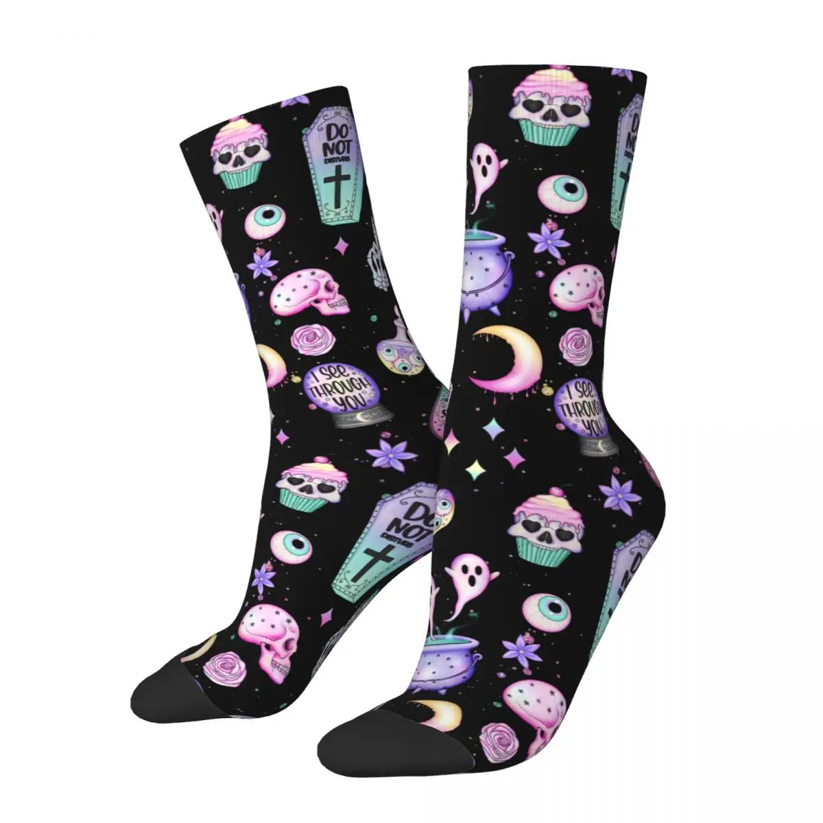 Pastel Goth Pattern Dark Socks Men Women Polyester Fashion Socks Harajuku Spring Summer Autumn Winter Middle Tube Socks Gift