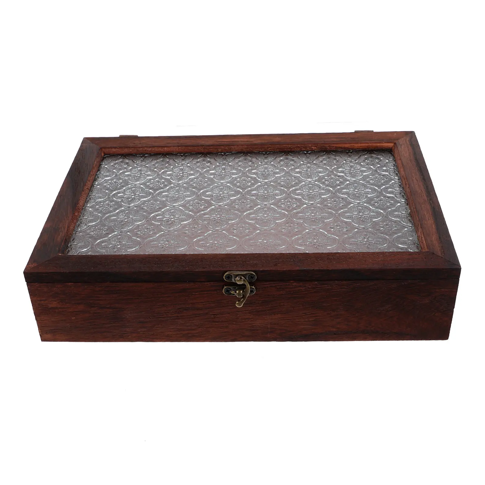 

Винтажный деревянный настольный органайзер-коробка для хранения с прозрачной стеклянной крышкой, большой емкости, декоративный, для мелочей, винтажная шкатулка для украшений