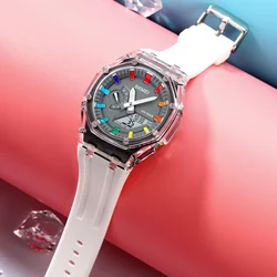 SKMEI-Reloj de pulsera para hombre, cronómetro de Cuenta atrás con luz Led, movimiento electrónico, resistente al agua, 5 despertadores, 2 tiempos, Digital, 2100