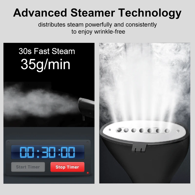 2 في 1 محترف كيّ ملابس باخرة آلة تنظيف الملابس بالبخار سريع حرارة بخار مكوّاة لنسيج نقي حرير Woolens قطن