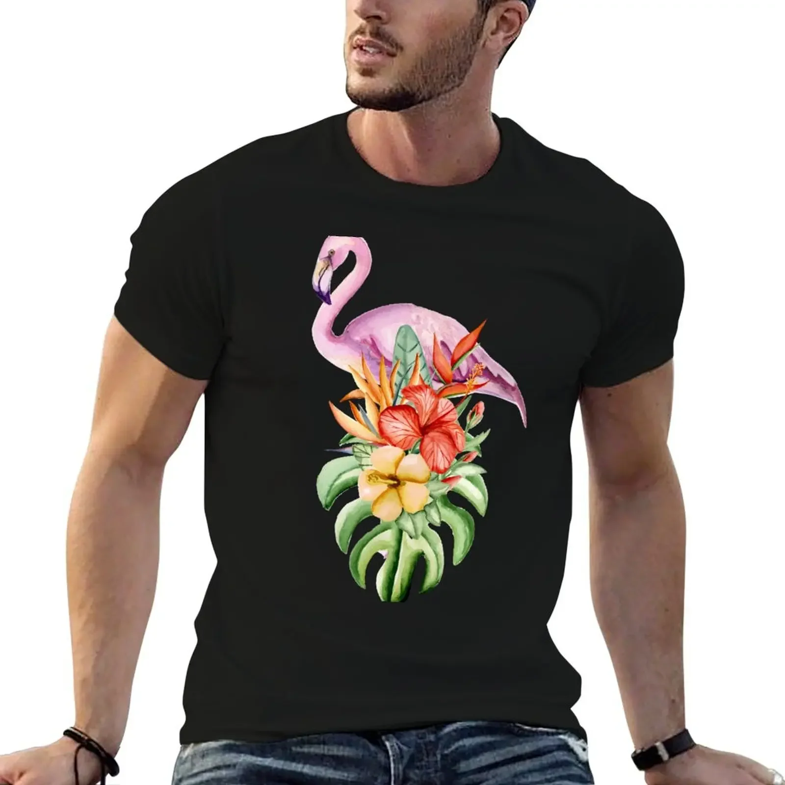 

Flamingo T-Shirt summer 2025 vintage graphic tee mens tall t shirts
