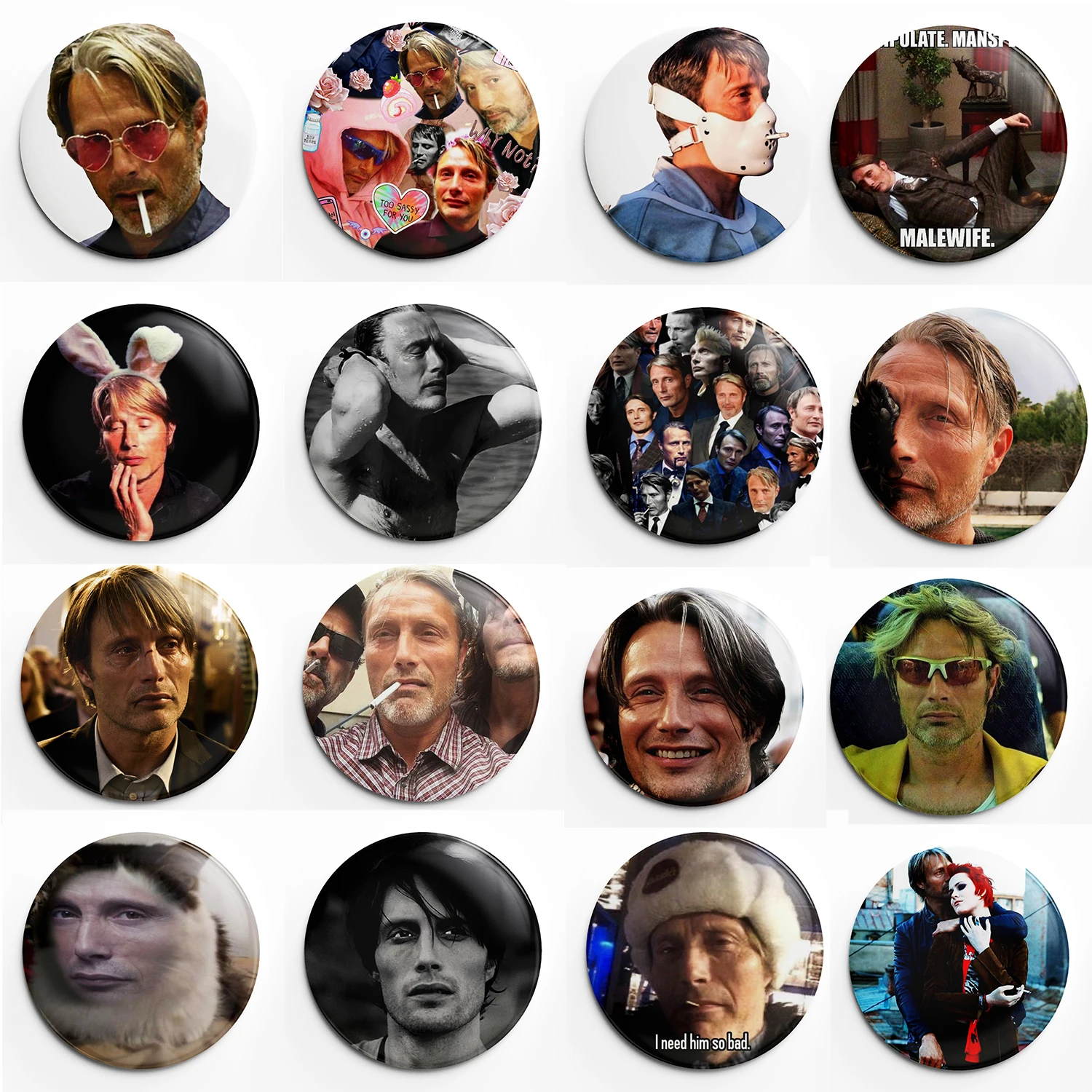 Mads Mikkelsen Hannibal cara suave botón solapa Anime Pin broche joyería decoración regalo 58mm