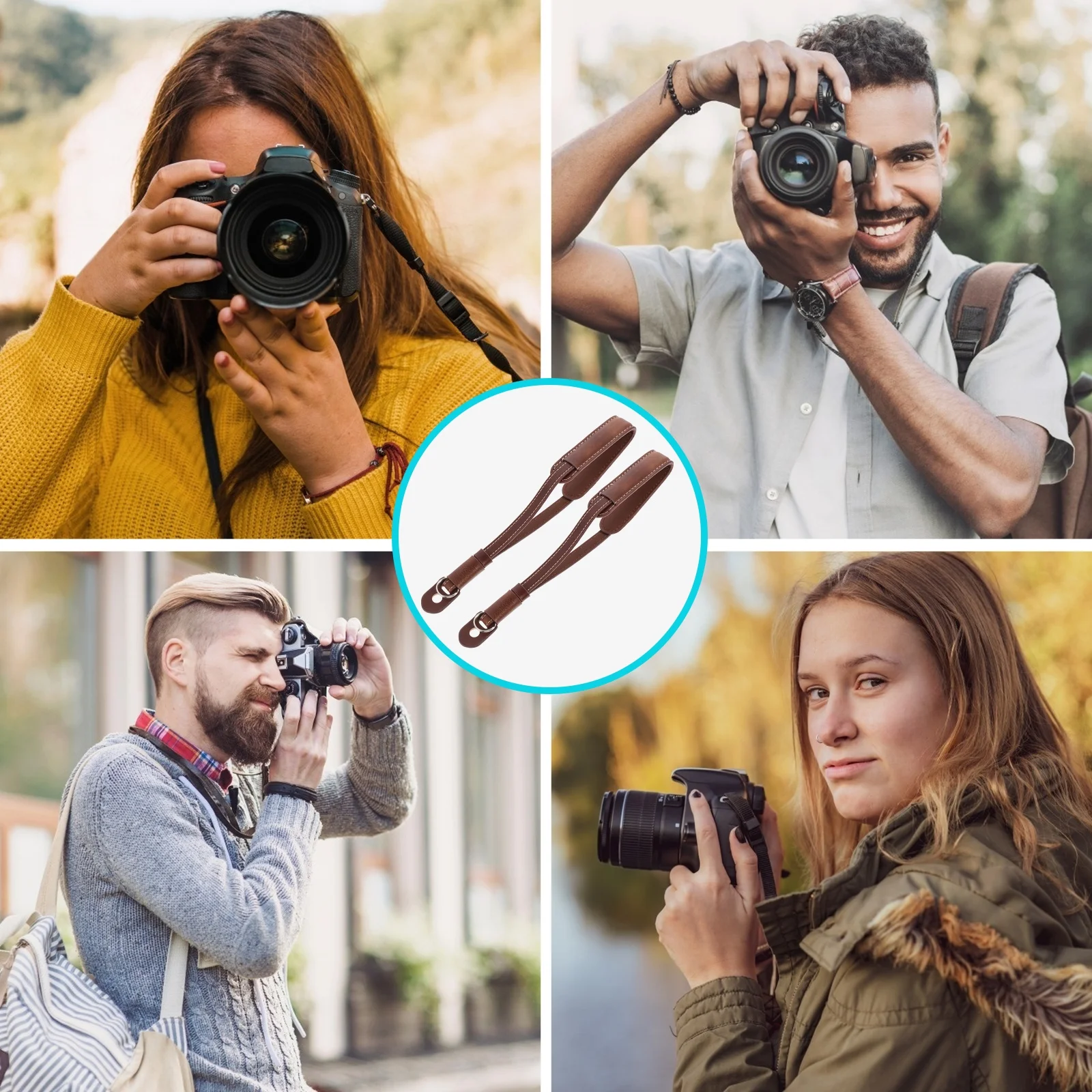 

2pcs Camera Strap Adjustable Pu For Mirrorless Compact Digital Cameras Adjustable Camera Wrist Strap Safety Band Hand