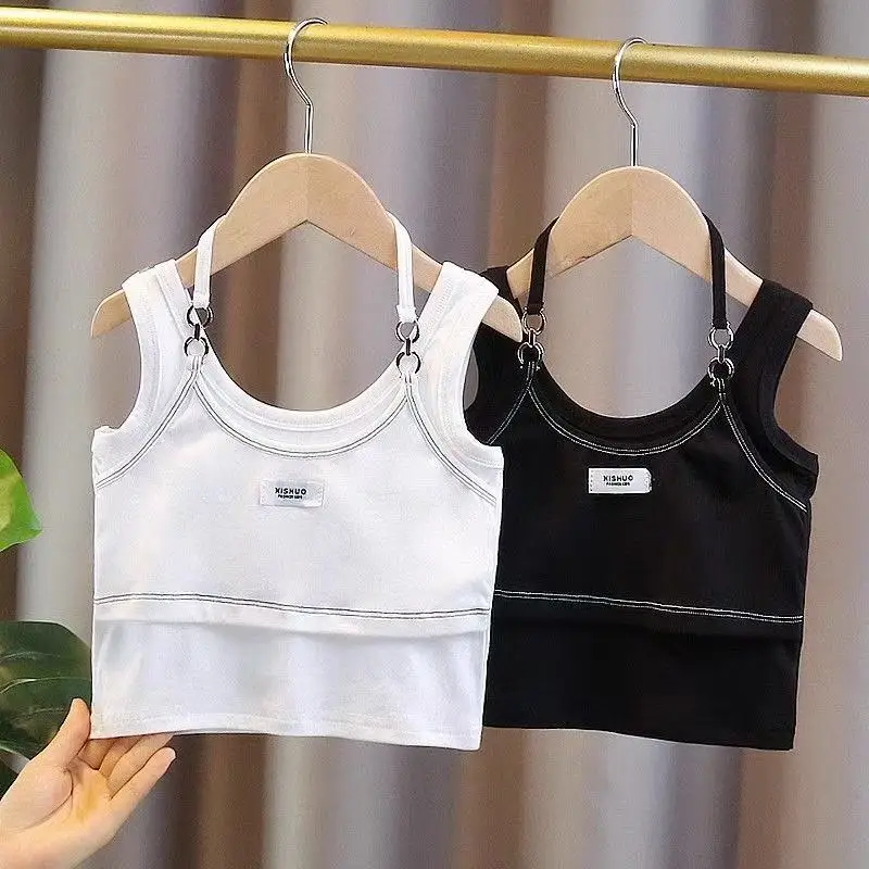 

Girls' Fake Two-piece Vest Summer Outerwear 2025 New Mid Size Children's Sports Thin Style Fashionable Camisole Top Trend