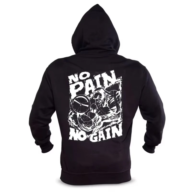 

2025 Винтажная толстовка с рисунком для уличного фитнеса — повседневный пуловер, толстовка, удобный свободный крой для спортзала и повседневного ношения, топ с капюшоном