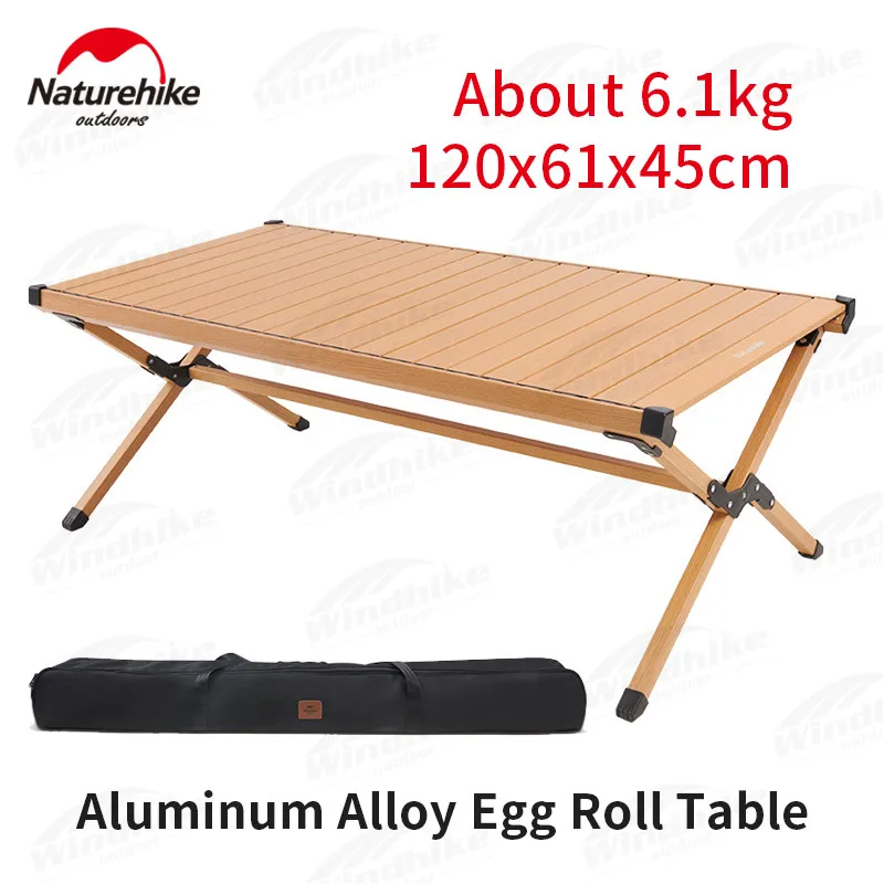 Naturehike Outdoor Egg Roll Table Portable Aluminum Alloy Durable Folding Table Camping Picnic Easy Installation Table Load 30kg