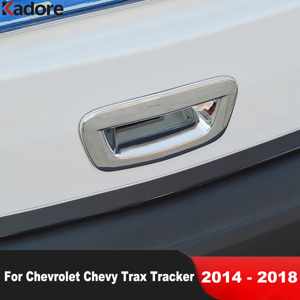 Rear Trunk Door Handle Bowl Cover Trim For Chevrolet Chevy Trax Tracker 2014 2015 2016 2017 2018 Chrome Car Accessories