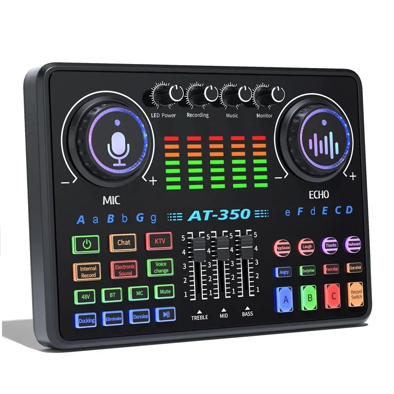 

AT350 Professional Live Sound Card Audio Studio Recording Bluetooth Microphone Mixers For Youtube Streaming Mobile Phone PC