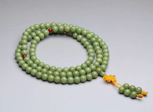 Green Talipot Palm Beaded Bracelets Buddist 108 Bodhi Prayer Beads Mala 8mm 9mm BRO685