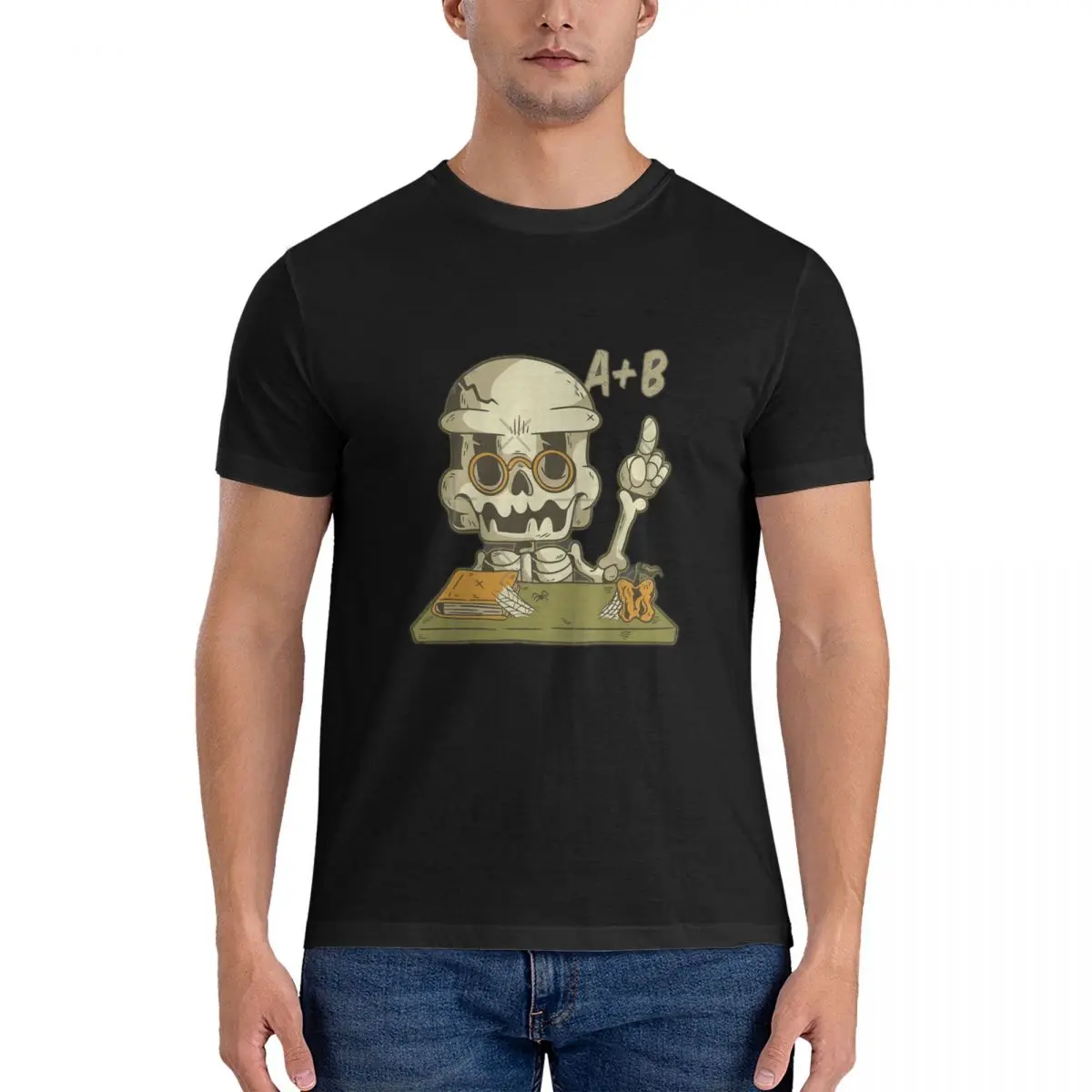 Men's T-Shirts Teachers Skeleton Casual Cotton Tee Shirt funny skeletons T Shirt Round Neck mens clothing official-website tops