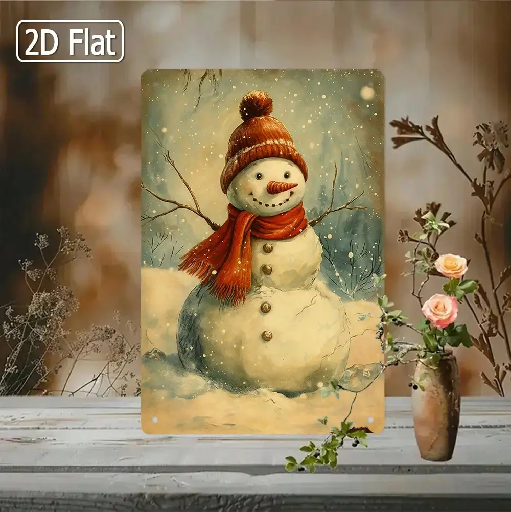 1PC Tin Sign Vintage Snowman - For Home/Bar/Cafe/School/Library/Garage Decor, Christmas Wall Art, 8x12 inch