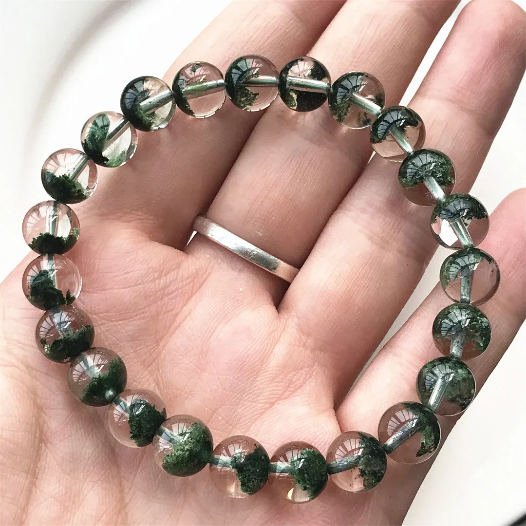 

8mm Natural Green Phantom Quartz Bracelet For Women Men Healing Gift Reiki Crystal Beads Beauty Gemstone Strands Jewelry AAAAA