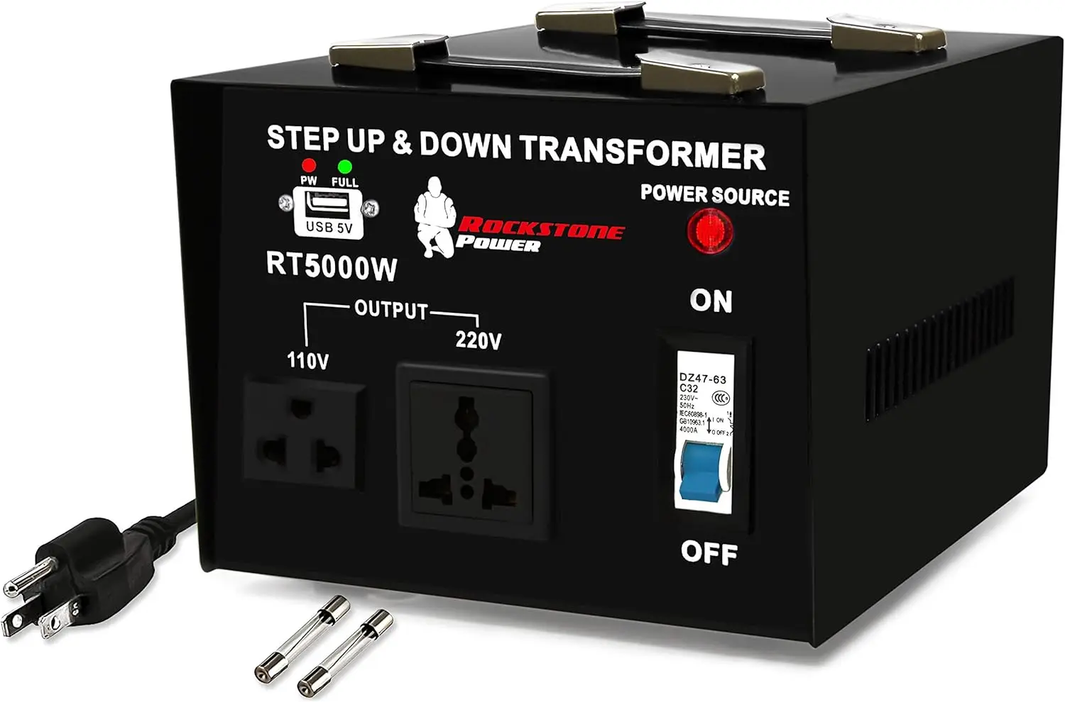 

5000 Watt Converter Transformer - Heavy Duty Step Up/Down AC 110V/120V/220V/240V Power Converter - Circuit Breaker