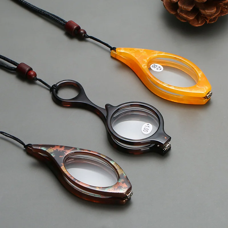 Prevent Loss Round/Cat Eyes NEW Foldable Pendant Reading Glasses Magnifier Portable Necklace Prebyopia Spectacles +1.00~+4.00