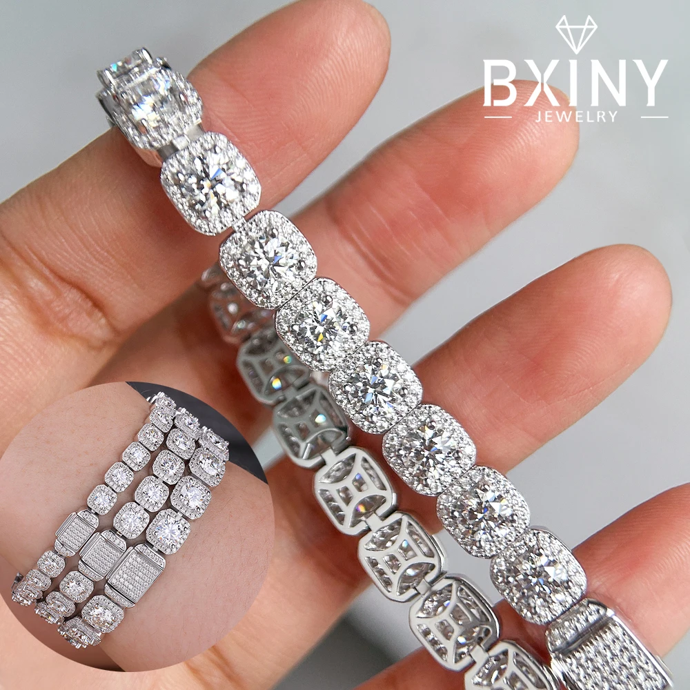 

BXINY Luxury Full Moissanite Bracelets S925 Silver GRA Certified Lab Diamond Hand Chain for Women Men Wedding Fine Jewelry Gifts