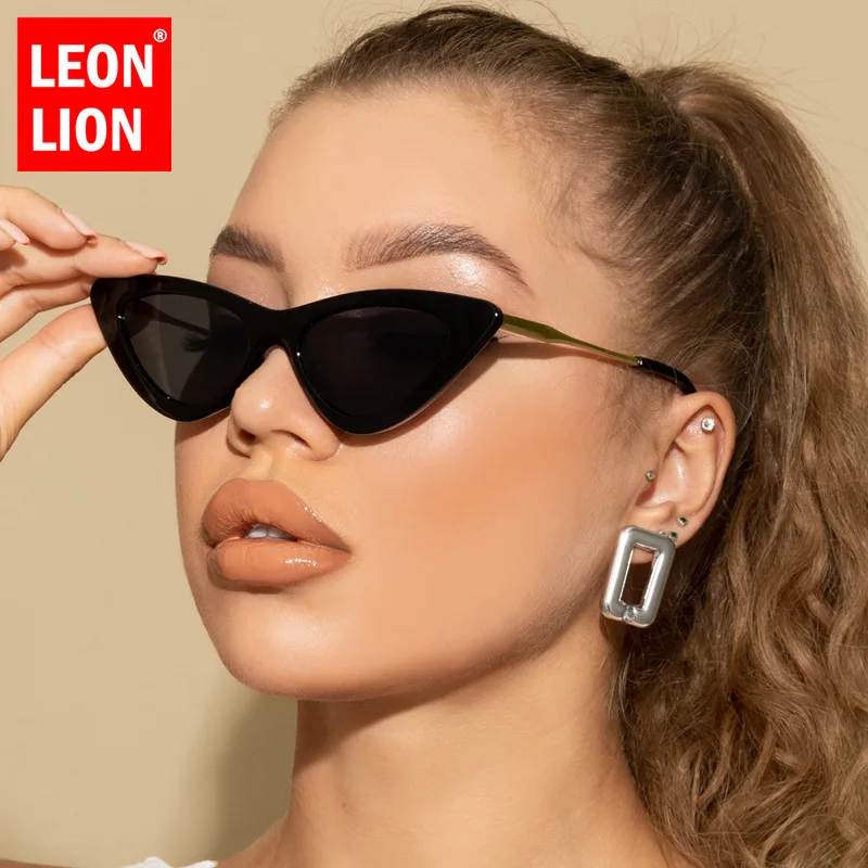 LeonLion Cat Eye Triangle Sunglasses Women Alloy Vintage Glasses Women 2023 Retro Eyewear Metal Female Lentes De Sol Mujer UV400