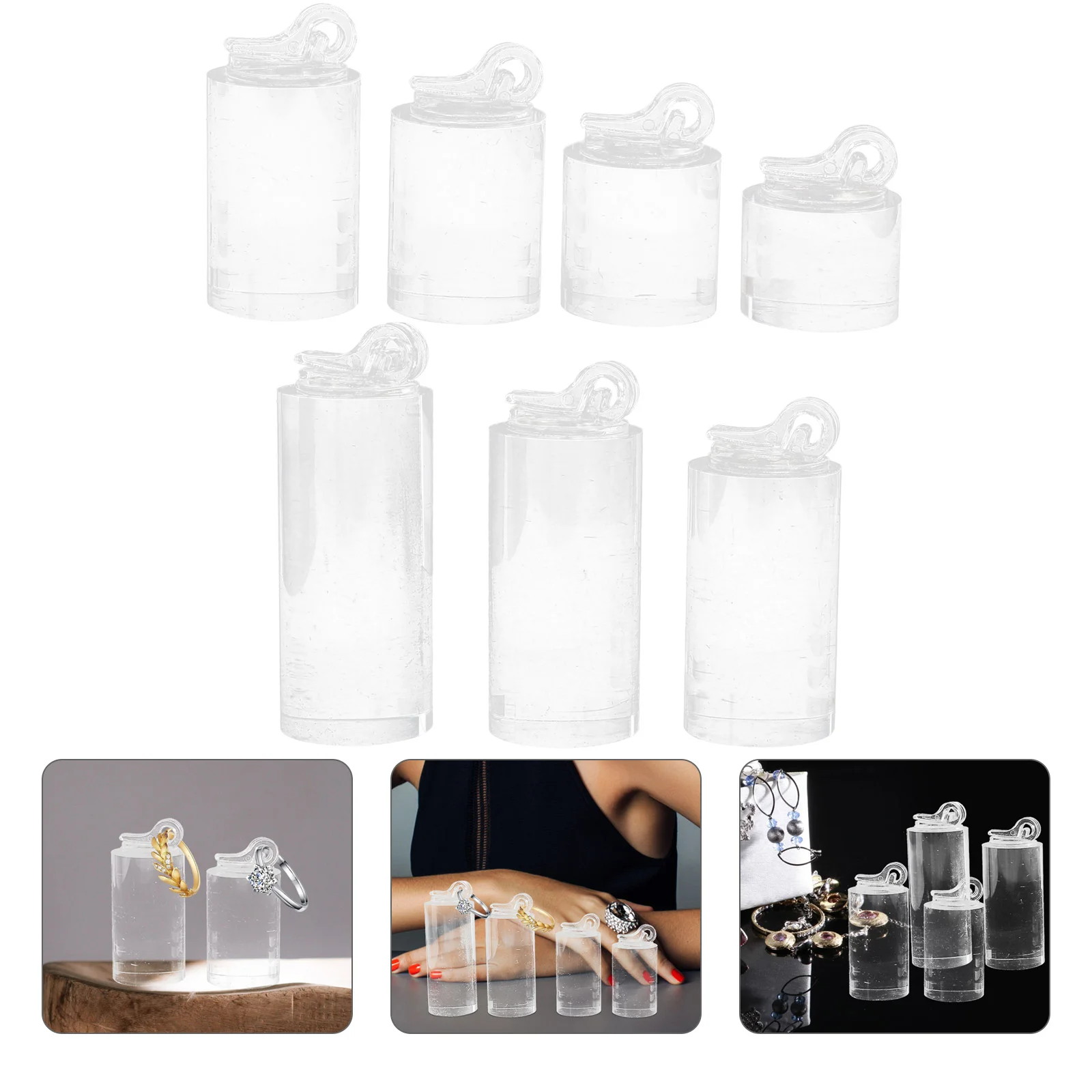 

Transparent Round Acrylic Ring Display Stand for Desktop Holder Jewelry Shelf Showcase Rings