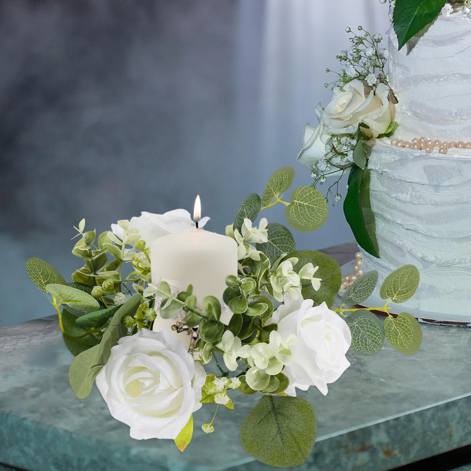 

1pcs Artificial Ring Wedding Decorations Rings For Pillars Flower Rings Candlestick Ring Wreath Garlands Party