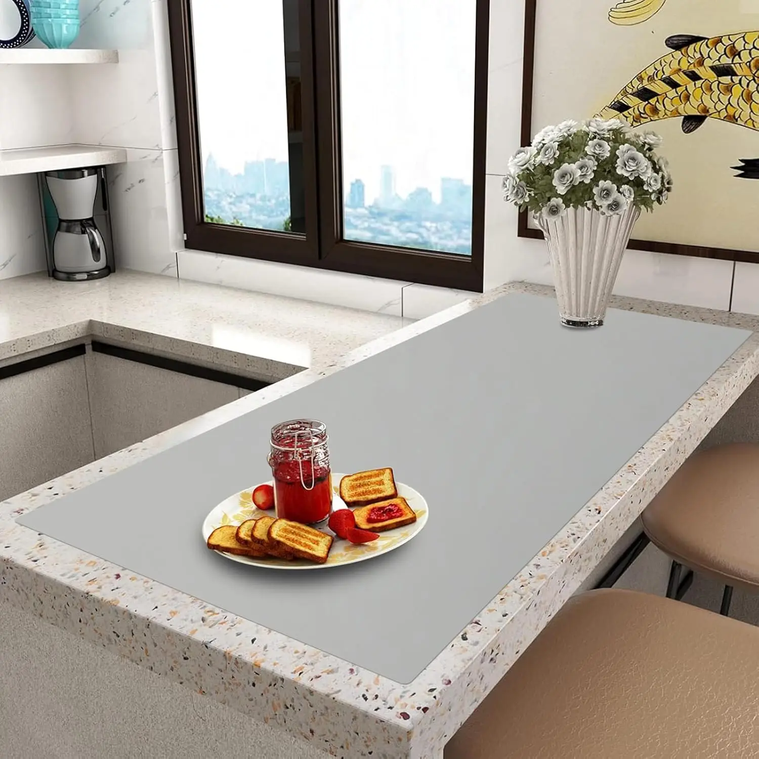 

Extra Large Silicone Mat for Kitchen Counter Protector, 120x48 inch Heat Resistant Mat, Non Stick Baking Mat