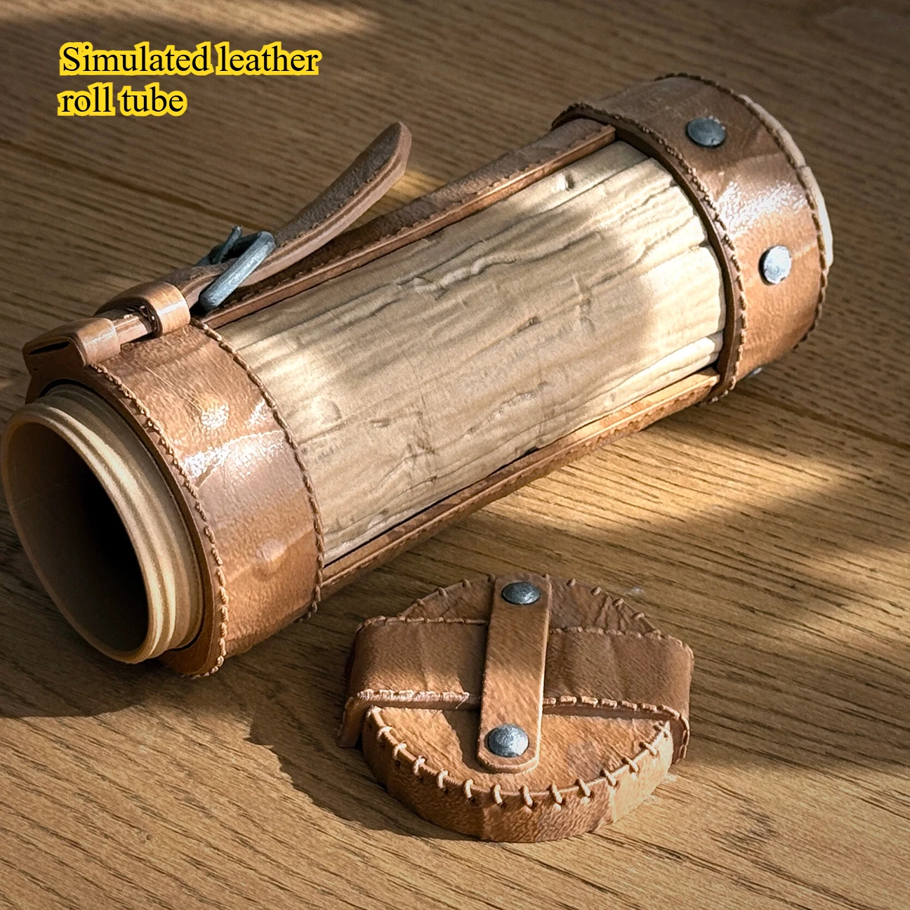 Monster Hunter Cosplay Realistic Leather Scroll Tube Prop Retro Aged Storage Tube for Desktop