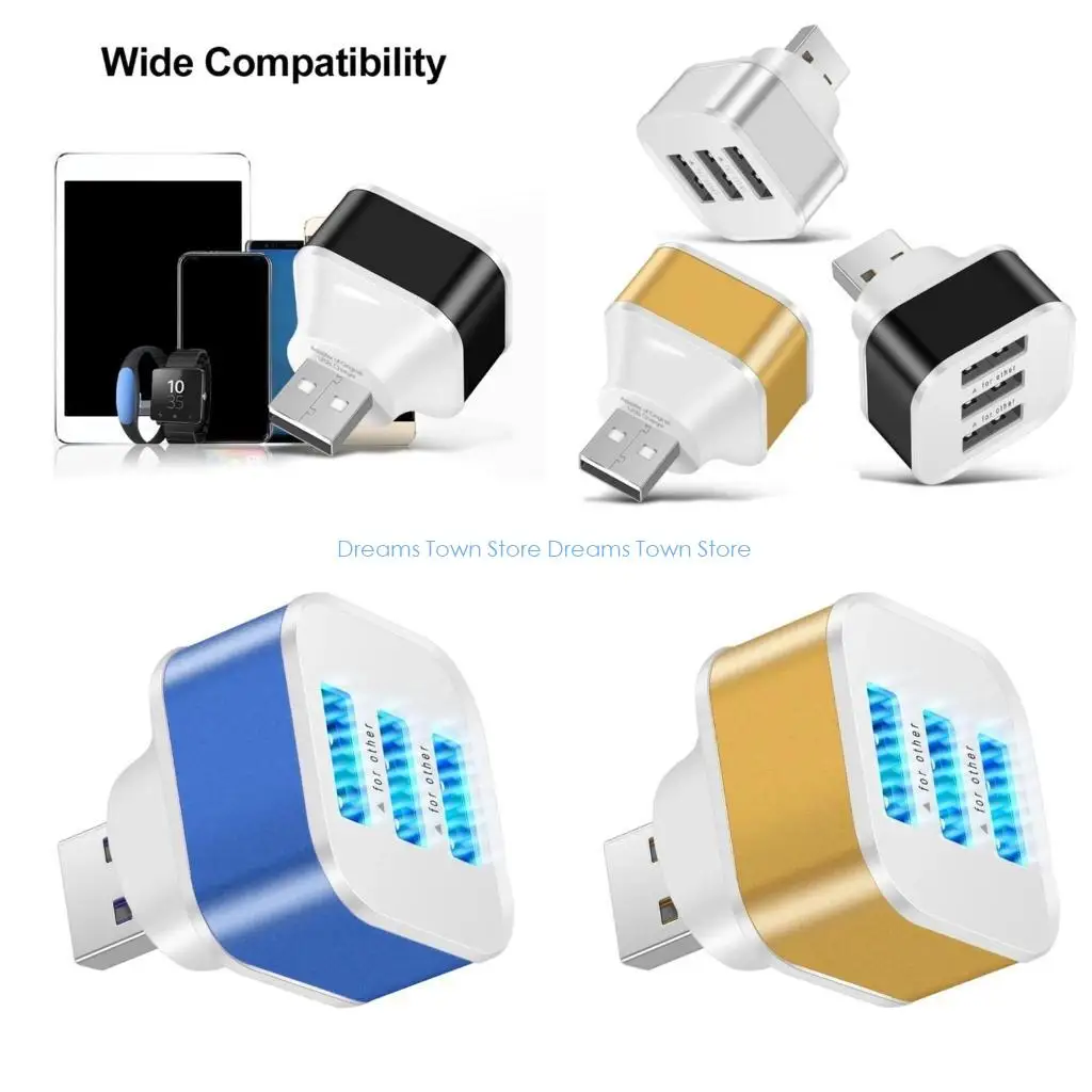 HX6A Car USB2.0 Charging Extender 3 Port Extended USB Splitter Extender Accessories