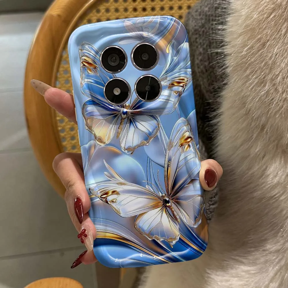 

Detailed Art Butterfly Pattern For Xiaomi Redmi Note 15 14 14S 13 13R 12 12T 11 11T Pro Puls 5G Wave Oil White Soft Phone Case
