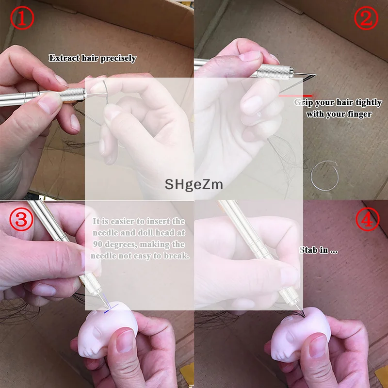1Pcs 0,6mm 0,8mm Rerooting Nadel Puppe Haar Repaint Puppen Kopf Reborn Haar Verwurzelung Werkzeuge Perücke Machen Liefert zubehör