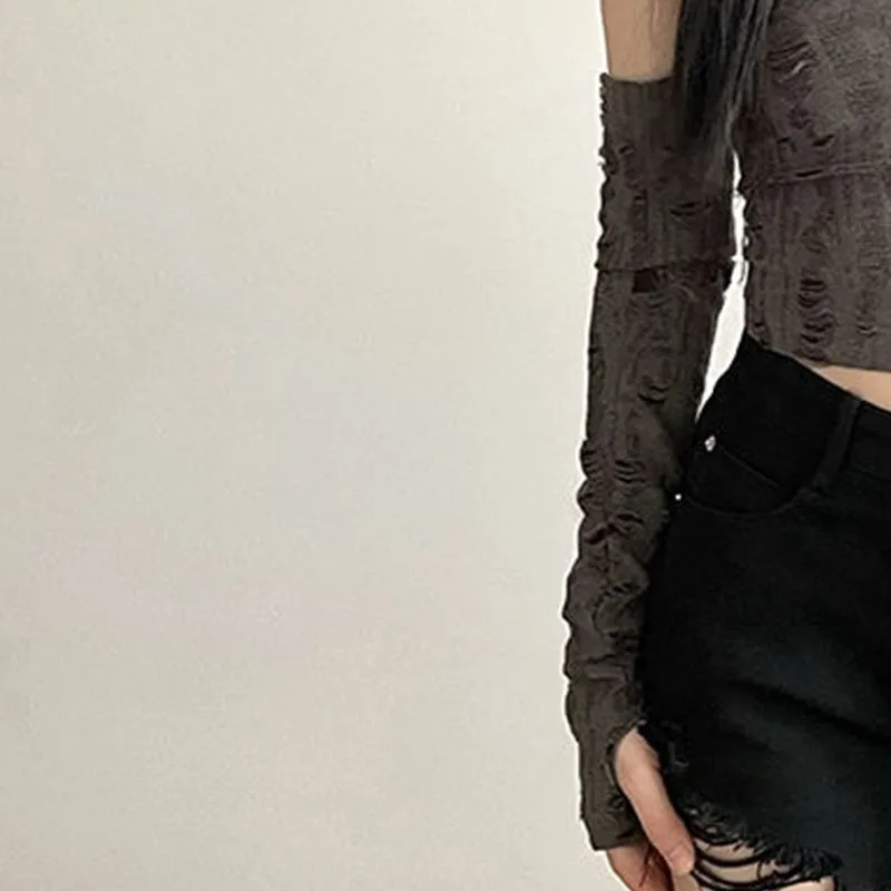 Primavera e outono novo doce e legal estrela oco manga longa solta e confortável versátil simples e elegante roupas