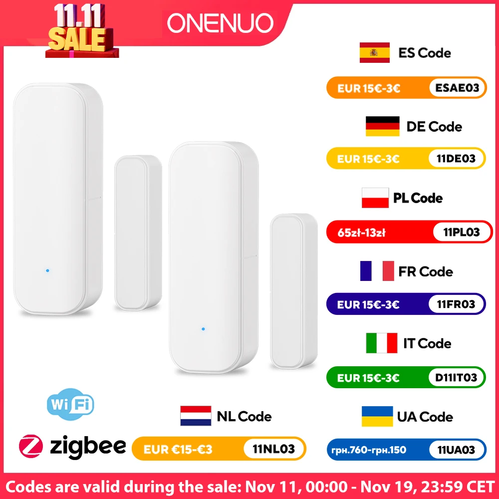 Czujnik okna/drzwi WiFi lub Zigbee z baterią AAA Inteligentny system alarmowy do domu Sterowanie głosowe przez Alexa Google Home Smart — zdjęcie 2