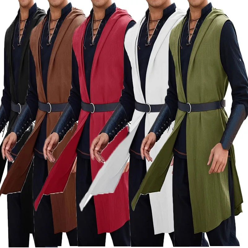 

Medieval Renaissance Cosplay Costume Norman Knight V-neck Clothing Viking Pirate Saxon Male COS Performance