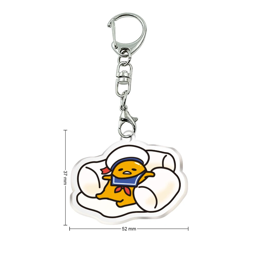 Sanrio Gudetama Lazy Egg Japanische Lebensmittel Kawaii Transparenter Acryl Anhänger Schlüsselanhänger Kinder Mädchen Jungen Accessoires Geschenk