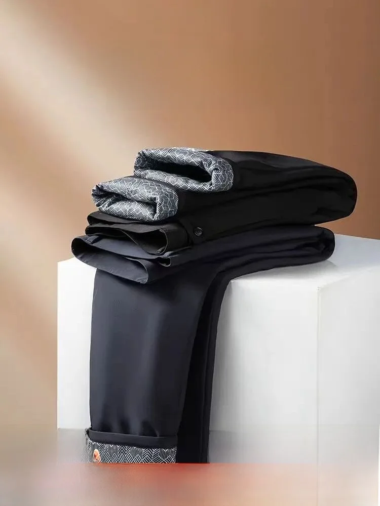 

90 Du down Thermal Outdoor Men's Casual Straight Leg Length Pants Windproof Waterproof Autumn Winter Youth Faion Pure Color