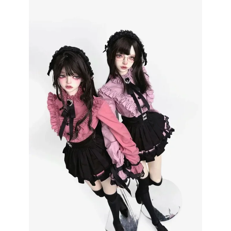 

BJD doll clothes suitable for 1/3 1/4 1/6 size Cute pink and purple dress clothes set doll accessories (2 points)