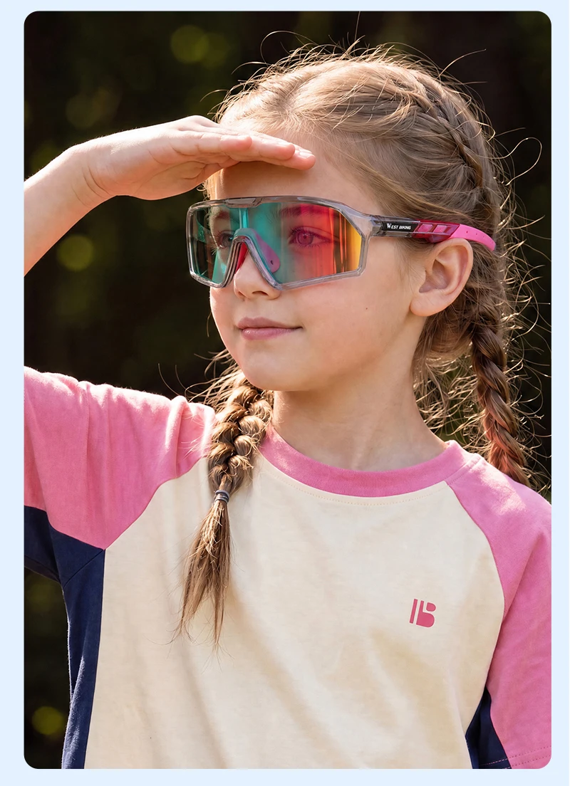 WEST BIKING Photochrome Fahrradbrille für Jungen und Mädchen, TR90 Sportsonnenbrille, UV400, mit flexiblem Rahmen und verstellbarem Nasenpolster – Detail 19