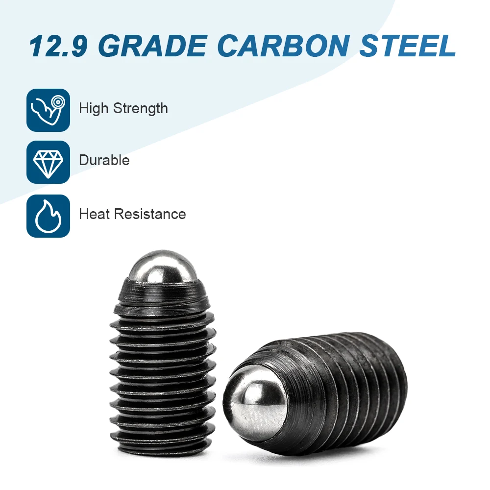 HOWSHENG 4-30pcs Hex Socket Ball Point Set Screw  M2 M3 M4 M5 M8 M10 M12 Carbon Steel Hexagon Spring Ball Plunger Set Screw