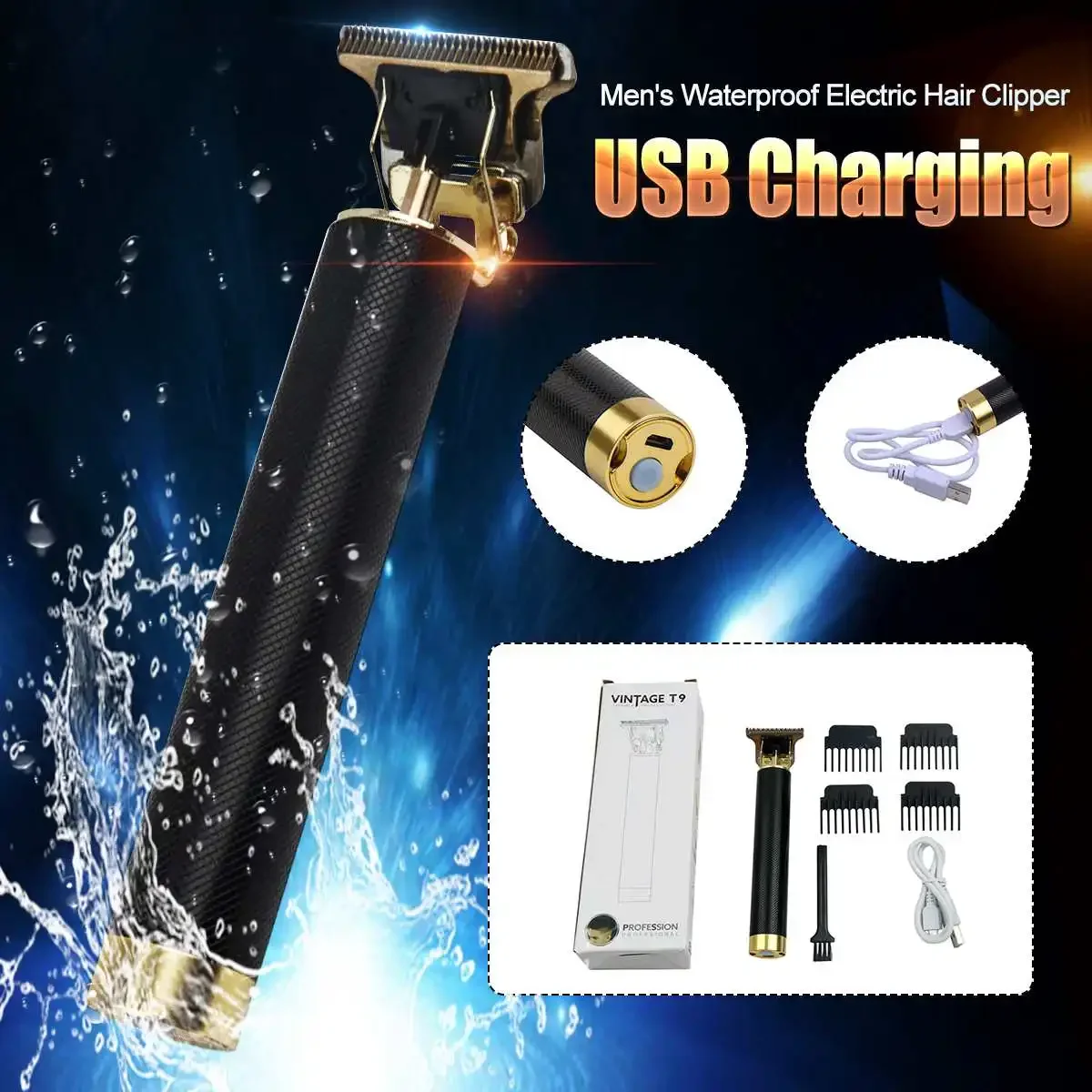 Profissional Cordless Hair Clippers para homens, recarregável Zero Gapped, aparador de cabelo, forro elétrico T Blade, barbeiro, 2 tamanhos