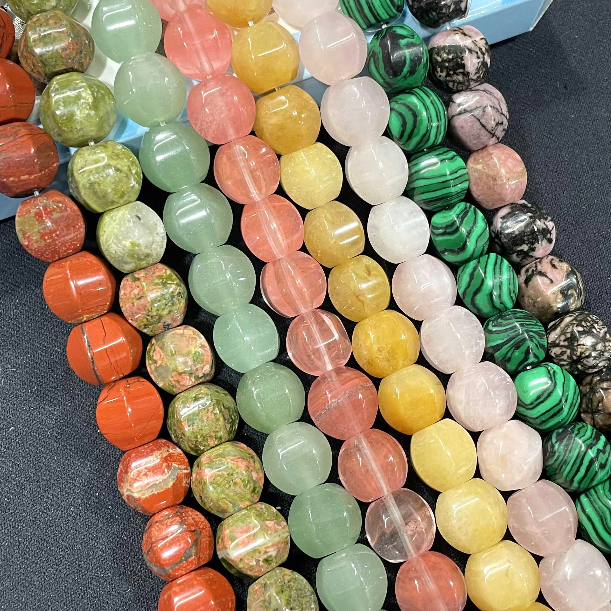 Perles d'espacement en pierre naturelle à facettes pour bijoux, agates, aventurine, quartz, turquoises, adt, bricolage, collier, bracelet, exécutif, 10mm