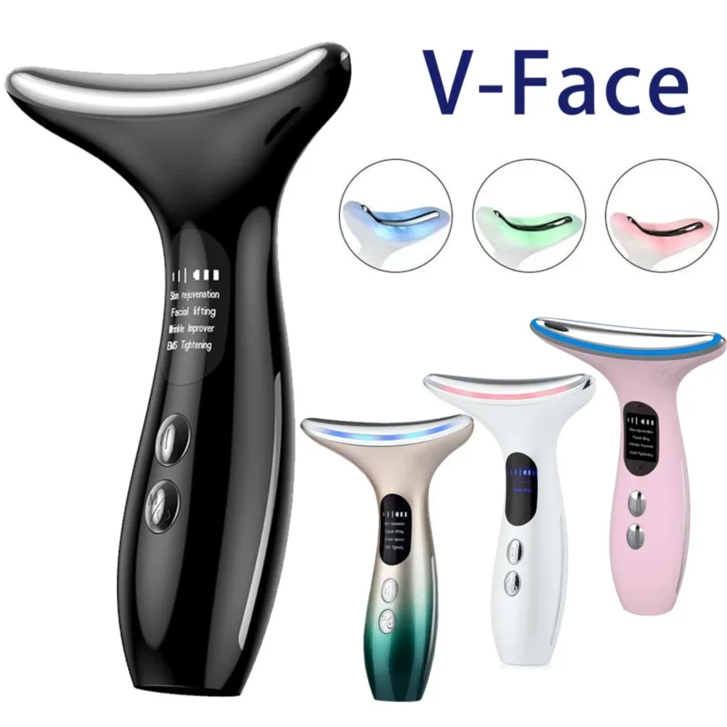 EMS Face Massage Face Slimmer, removedor de queixo duplo, linha V, queixo levantar, 3 cores LED dispositivos, anti-rugas, EMS