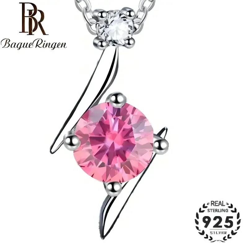 BR 1CT Lightning Star Pendant Necklace S925 Silver Moissanite D VVS1 Women Delicate Jewelry
