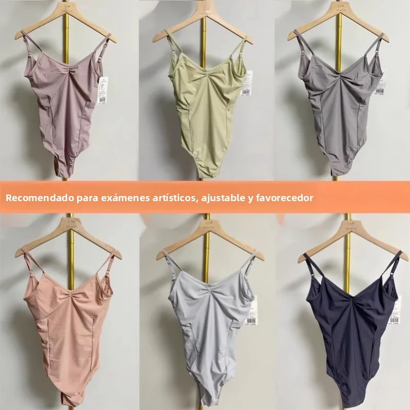 Traje de Práctica de Ballet para Mujer, Mono con Tirantes Ajustables, Uniforme de Gimnasia, Ropa de Baile Ajustada, Ropa Depo...