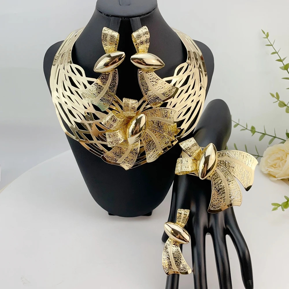 

Новейшее бразильское изысканное красивое ожерелье ручной работы, аксессуары для свадебной вечеринки, модный женский комплект ювелирных изделий FHK23474