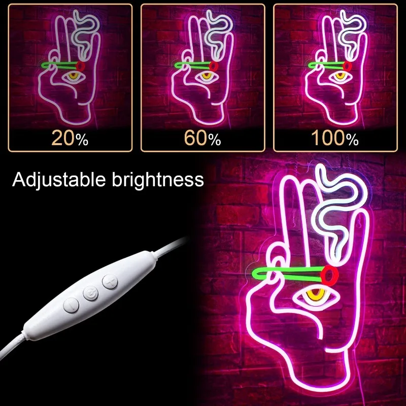 Gesture Neon Signs USB Hand Neon Light Signs Bar Light Up Signs for Bedroom Living Room Office Restaurant Home Party Game Room