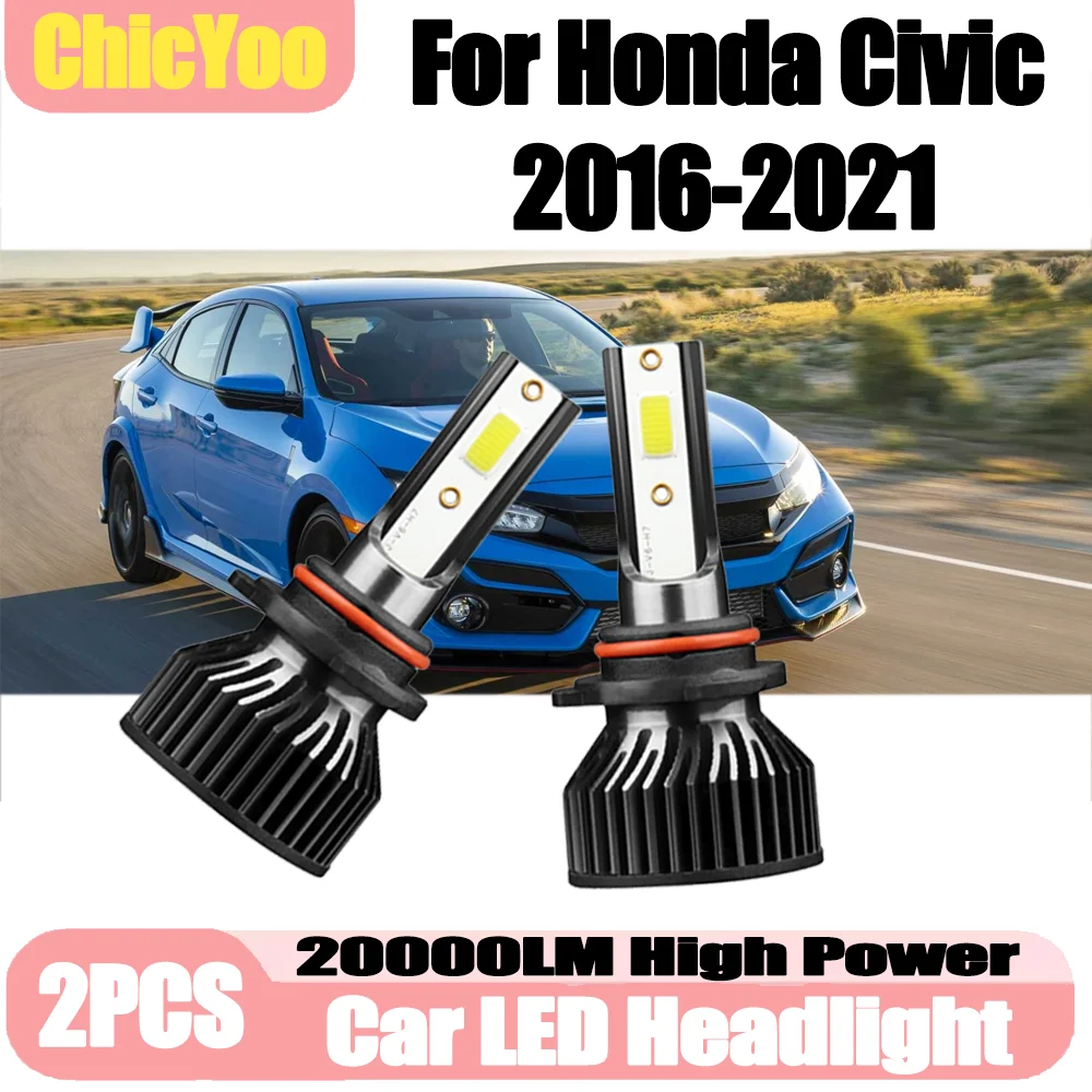 

2PCS Canbus No error LED Headlights 120W 20000LM High Power Auto Headlights Plug And Play 6000K White For Honda Civic 2016-2021