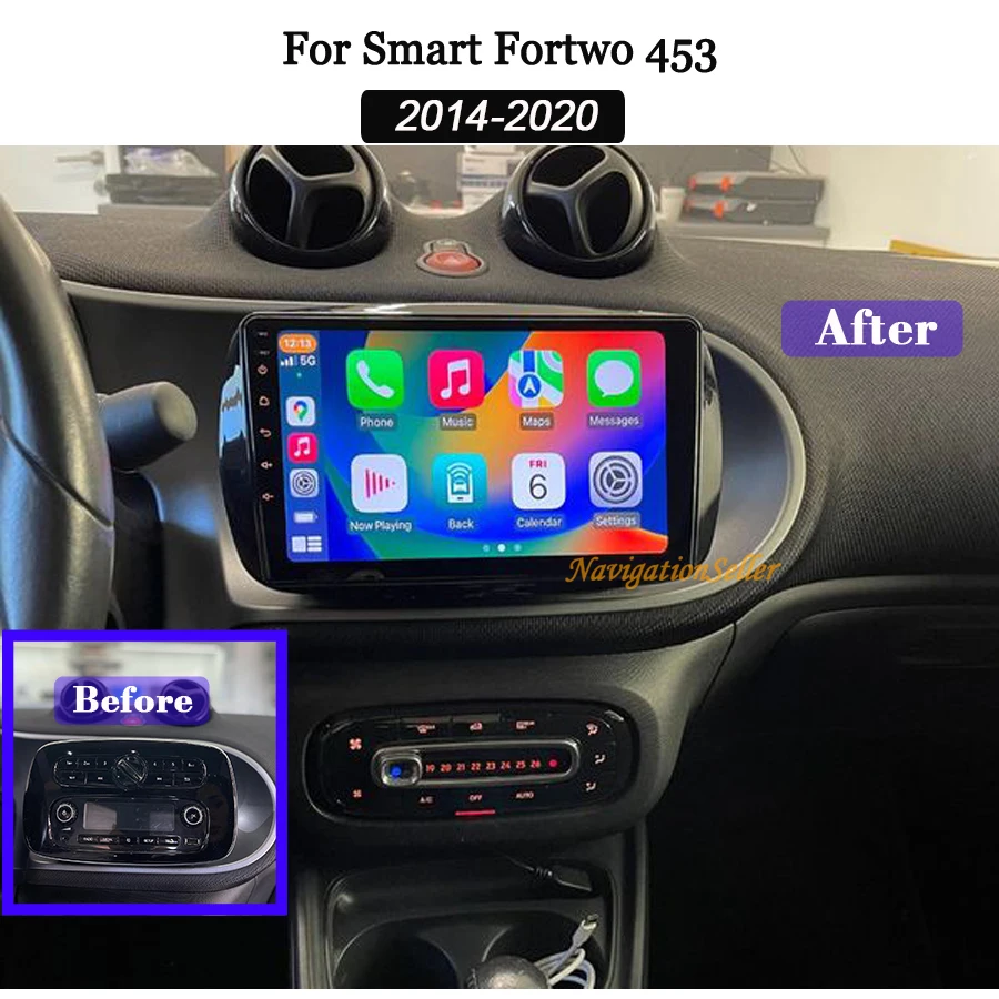 

Android13 Car Radio Stereo for Benz Smart 453 Fortwo 2014-2020 9 Inch Touch Screen GPS Navi Wireless Wired CarPlay Android Auto