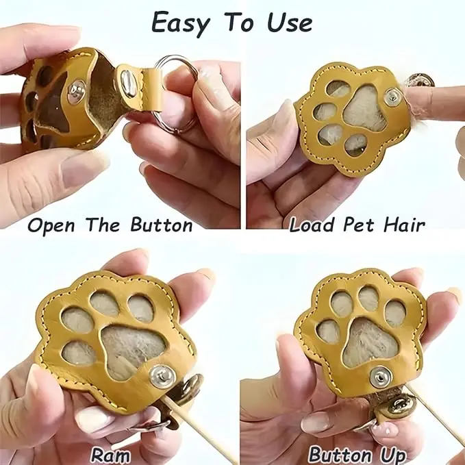 Dog Hair Collector Leather Keychain Pet Fur Storage Pendant Charm Memorial Keepsake Gift for Dogs Cats Lovely Portable Pet Tag image 4